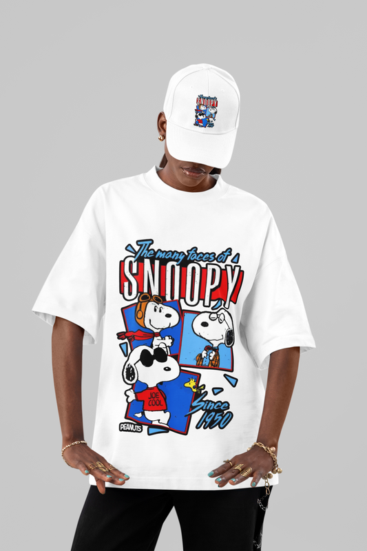 The Many Faces of Snoopy Oversized Tee
