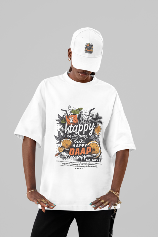 Tropical Happy Vibes Oversized T-Shirt