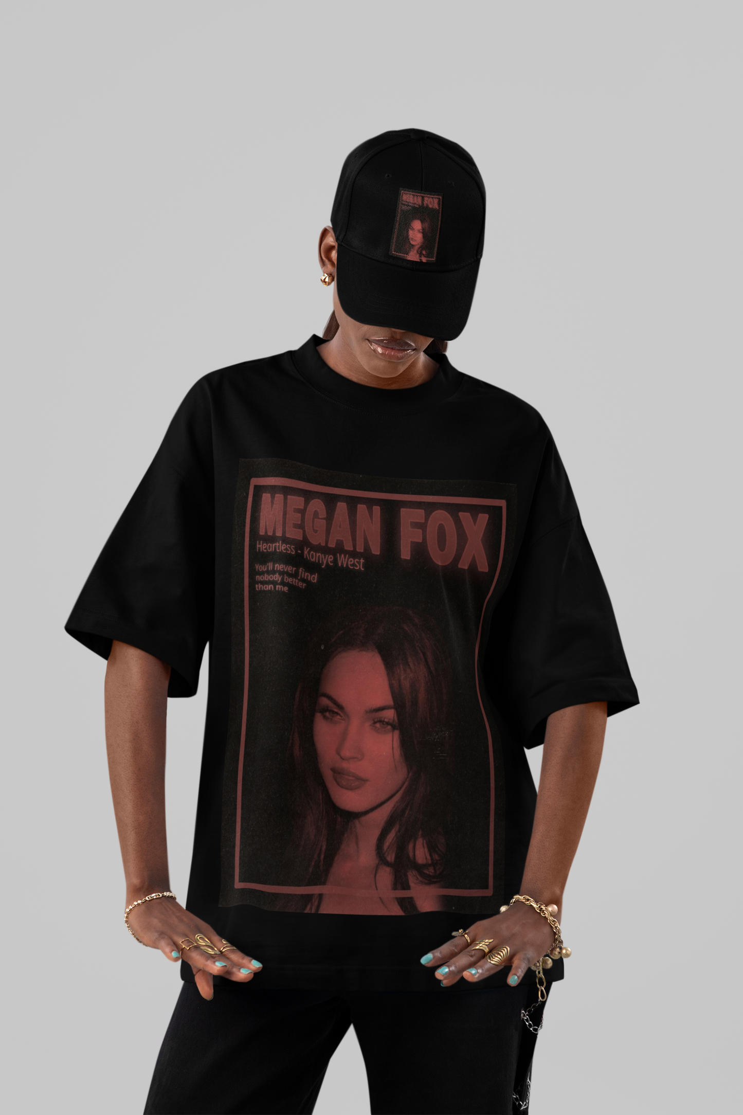 "Megan Fox x Kanye 'Heartless' Oversized Graphic Tee"