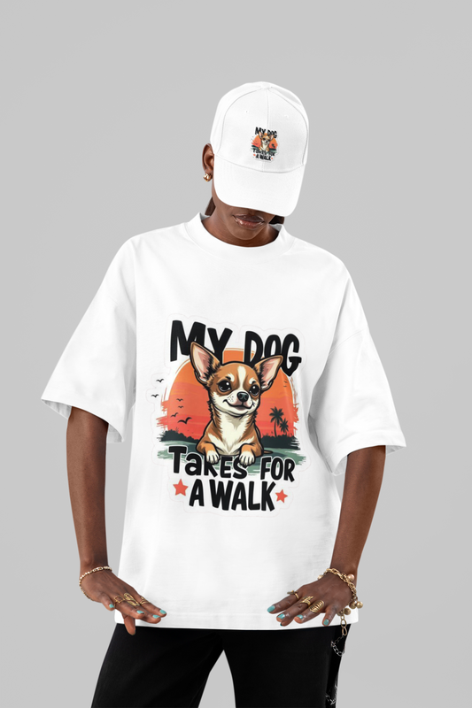 “My Dog Takes Me for a Walk” Sunset Chihuahua Tee