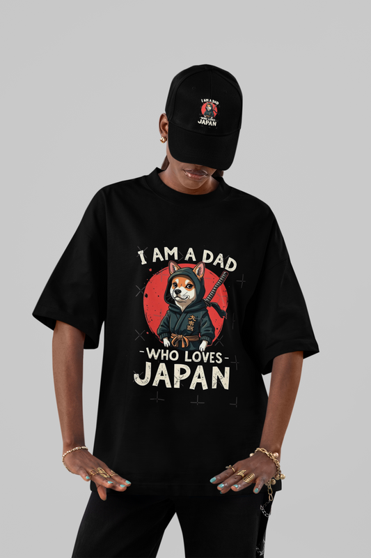 I Am a Dad Who Loves Japan” Ninja Shiba Oversized Tee