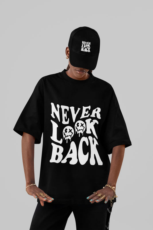 Oversized Graphic Tee – "Never Look Back  Statement Design