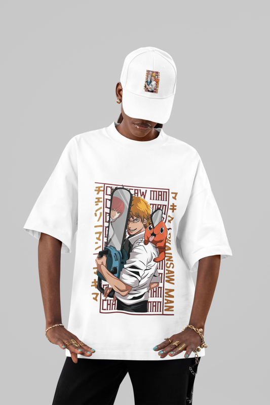 Chainsaw Man Oversized Tee – Denji & Pochita Edition