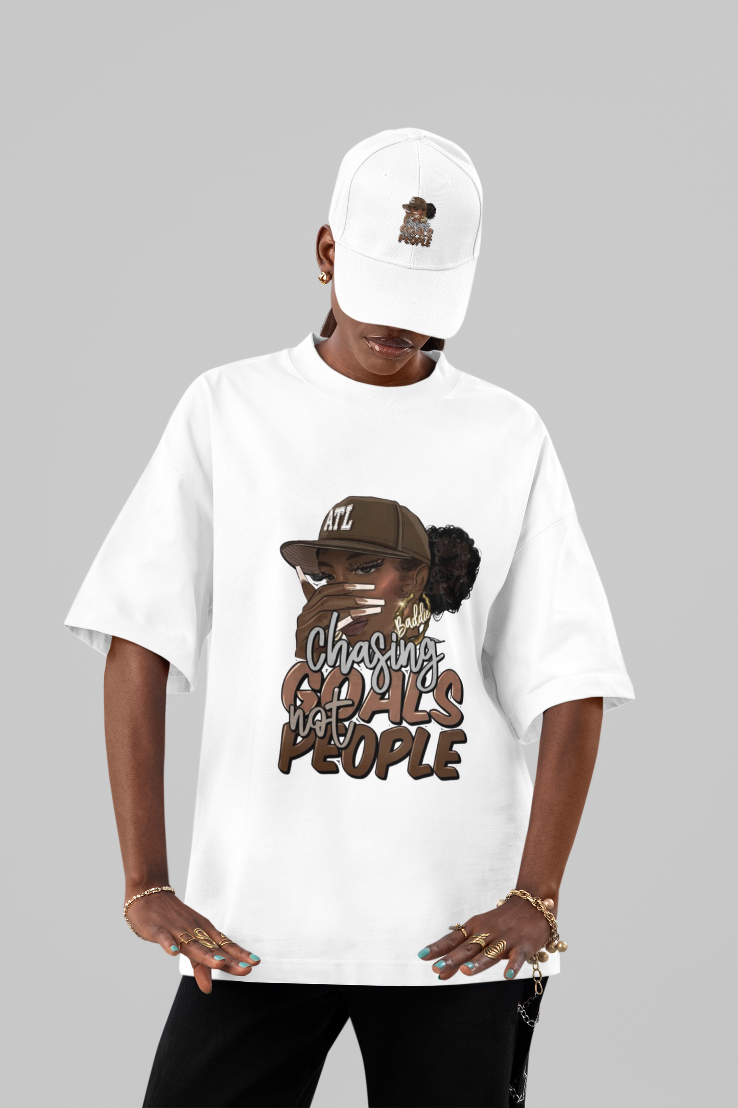 Chasing Goals Not People" Oversized Graphic Tee