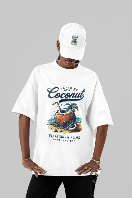 Paradise Beach Coconut Vacation Graphic Tee