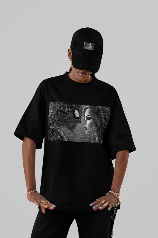 Monochrome Spider-Man Web Graphic Tee