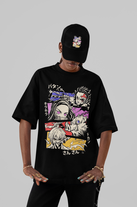 Demon Slayer Squad Quads Oversized Graphic Tee