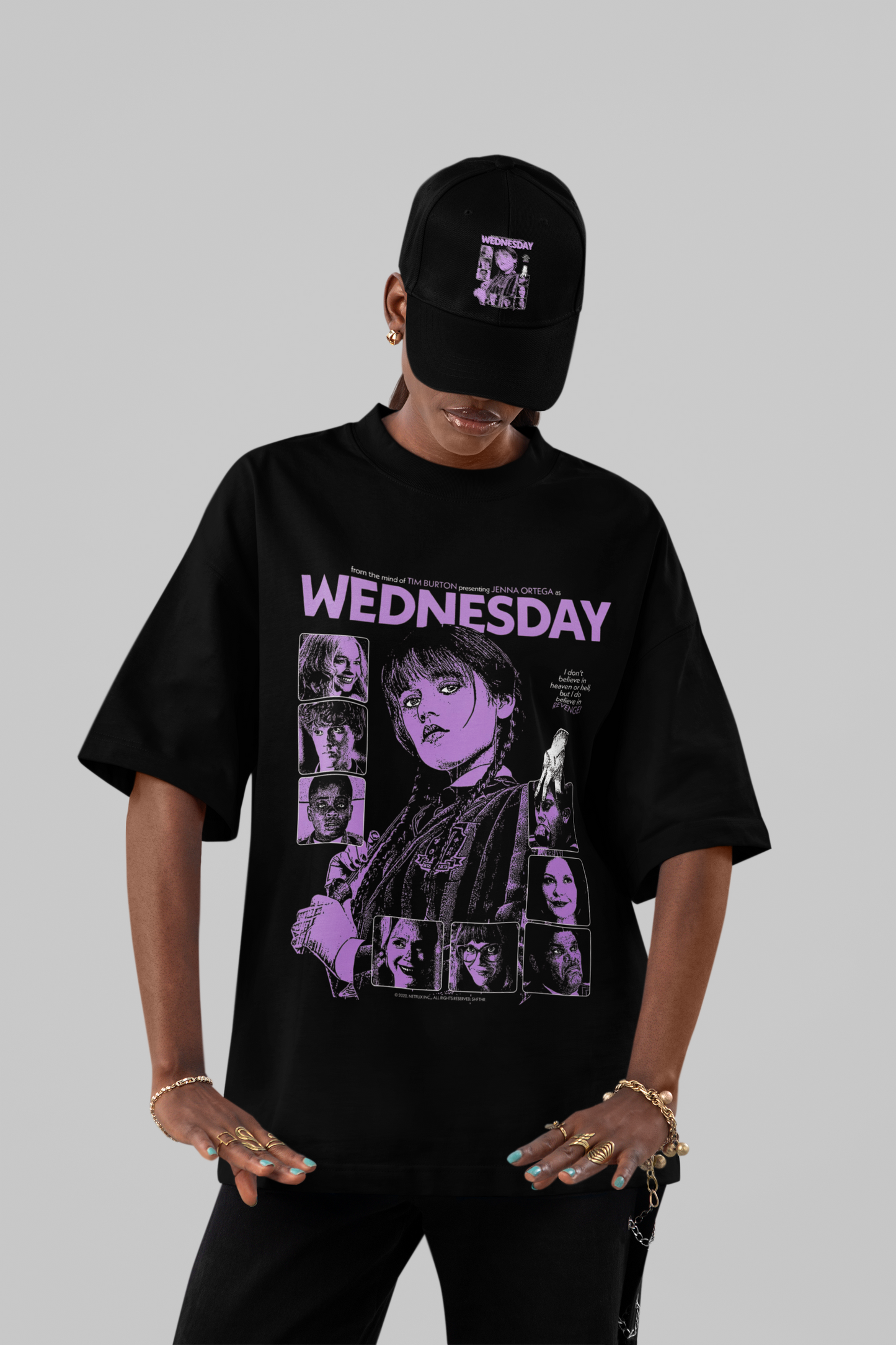 Wednesday Nevermore Retro Poster Oversized T-Shirt