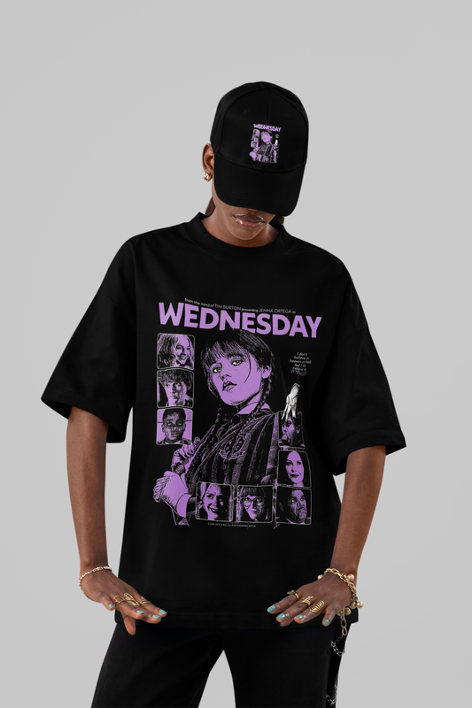 Wednesday Nevermore Retro Poster Oversized T-Shirt