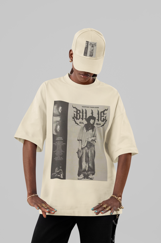 Billie Eilish "Happier Than Ever" Vintage Poster Oversized T-Shirt