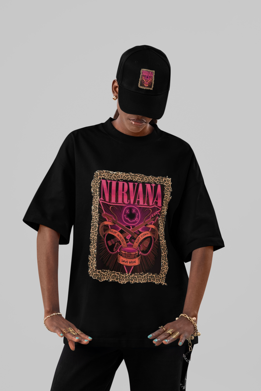 Nirvana Neon Leopard Print Graphic Tee