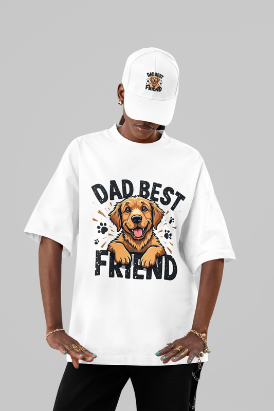 DAD BEST FRIEND" Golden Retriever Oversized T-Shirt