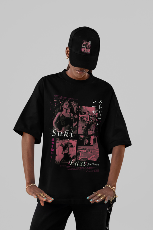 Suki '2 Fast 2 Furious' Pink Glow Oversized Tee