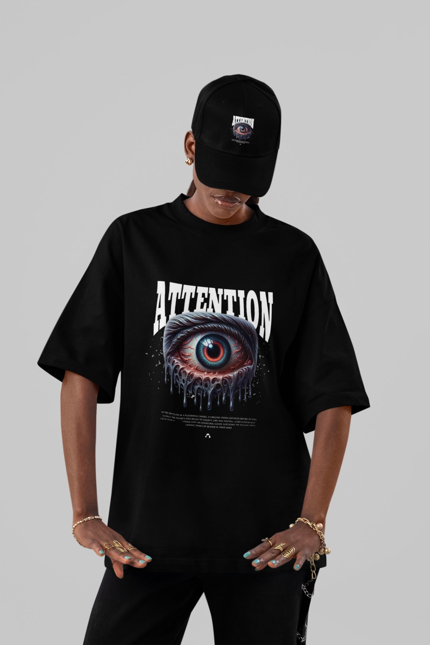 ATTENTION" Dripping Eye Oversized Graphic Tee