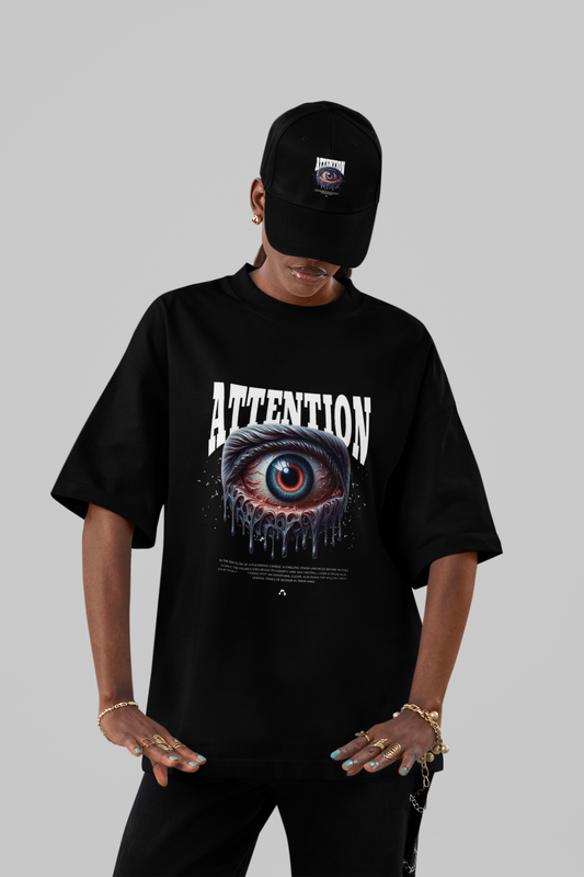 ATTENTION" Dripping Eye Oversized Graphic Tee