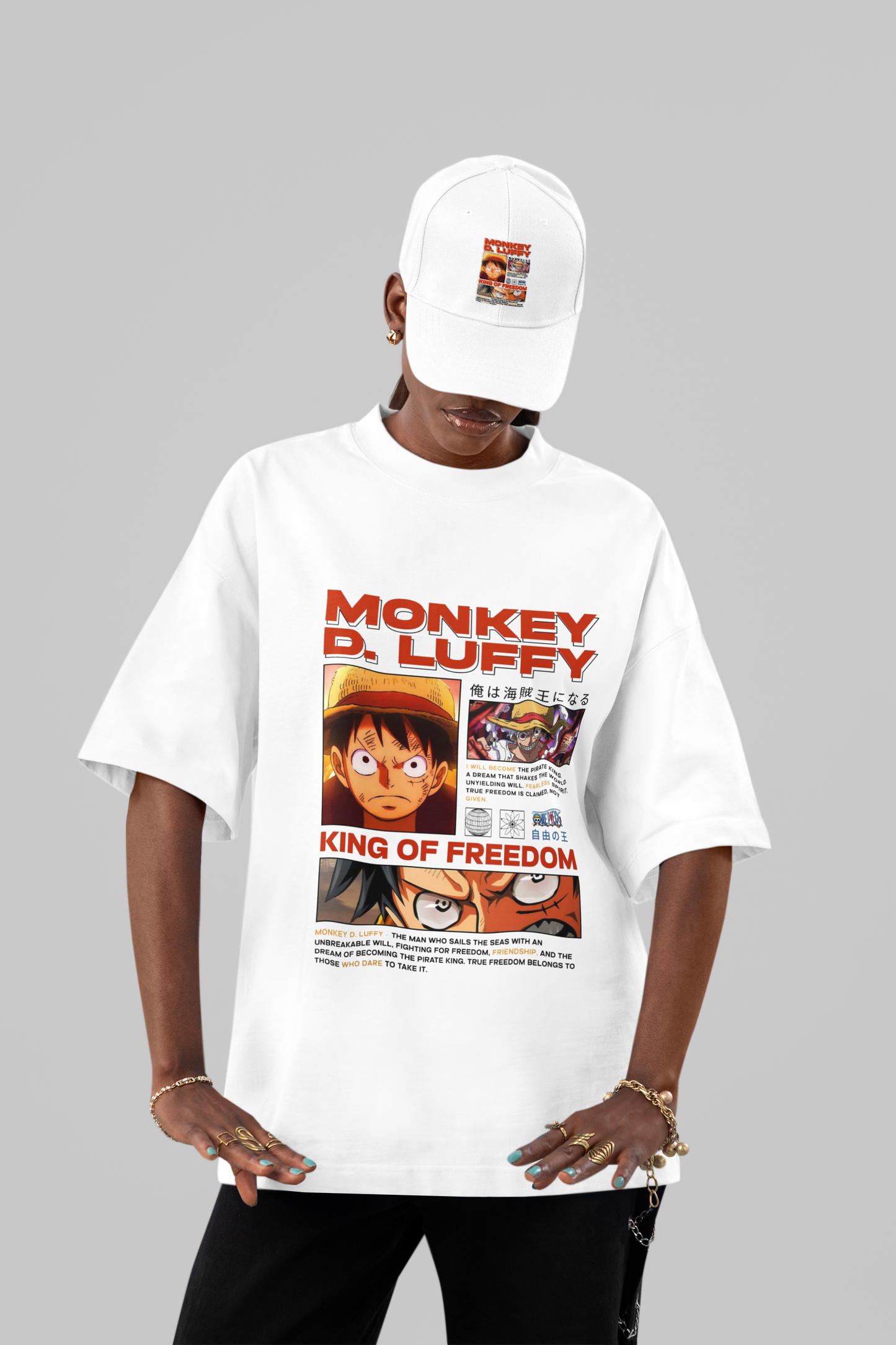 Monkey D. Luffy "King of Freedom" Retro Manga Oversized T-Shirt
