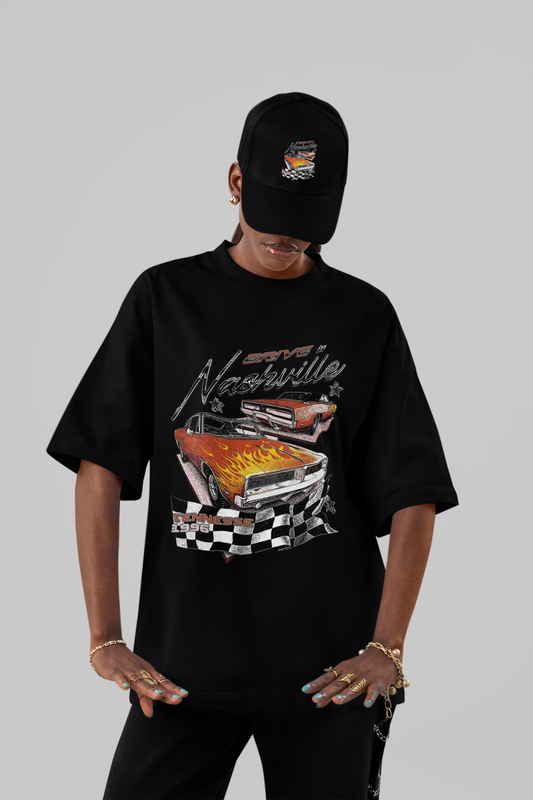 Oversized 'Nashville Drive' Vintage Muscle Car Graphic Tee