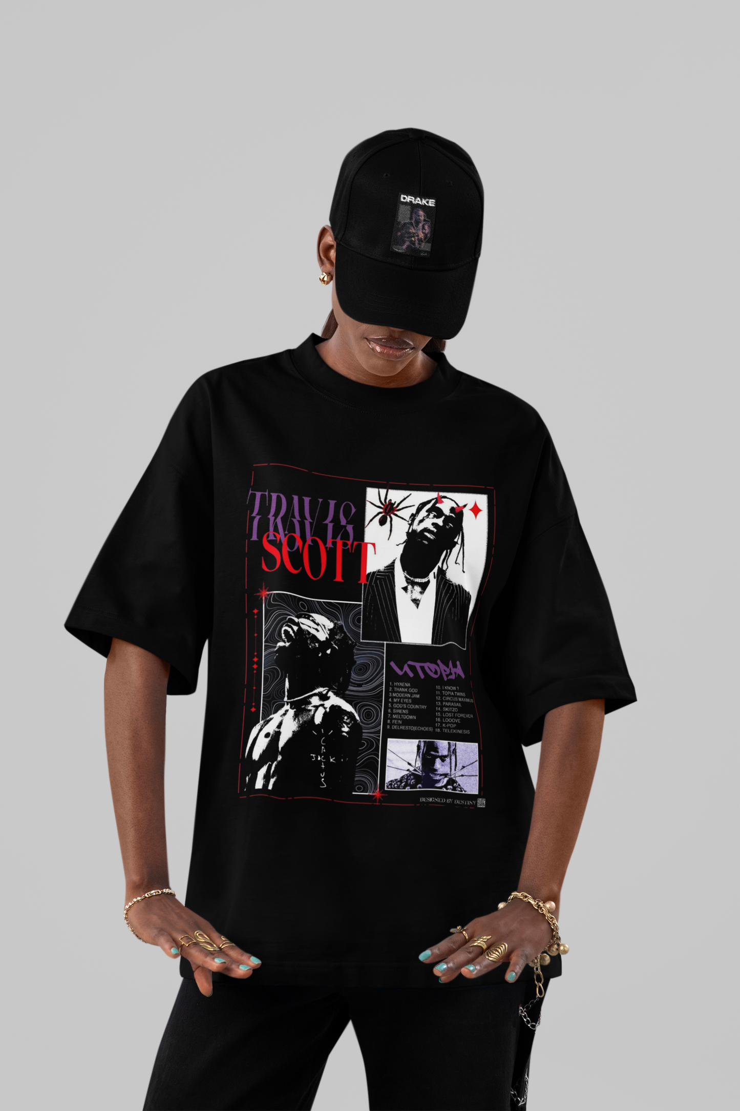Oversized Travis Scott 'Dark Rage' Vintage Graphic Tee