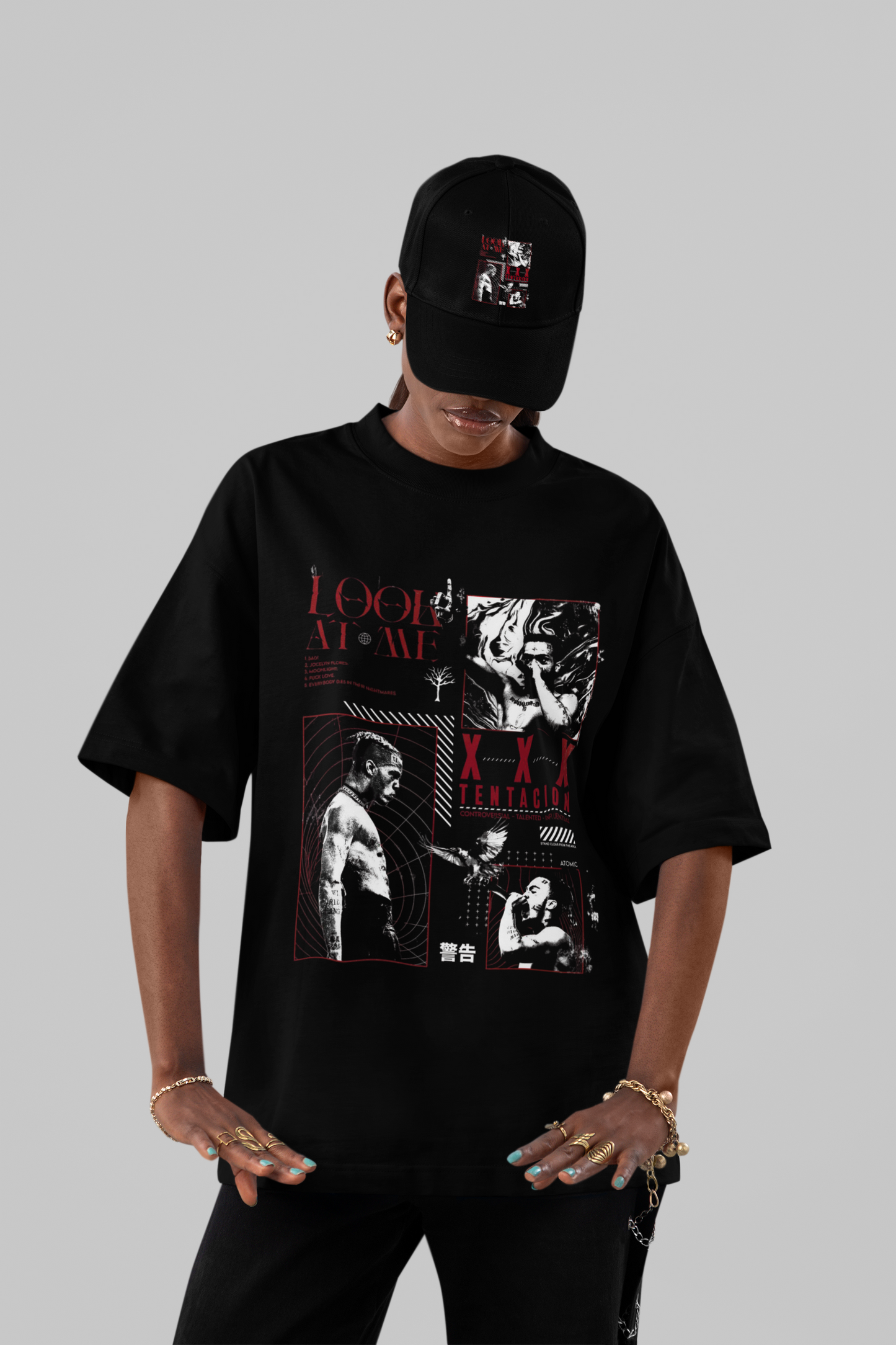 LOOK AT ME" Vintage Photo Collage Oversized Tee