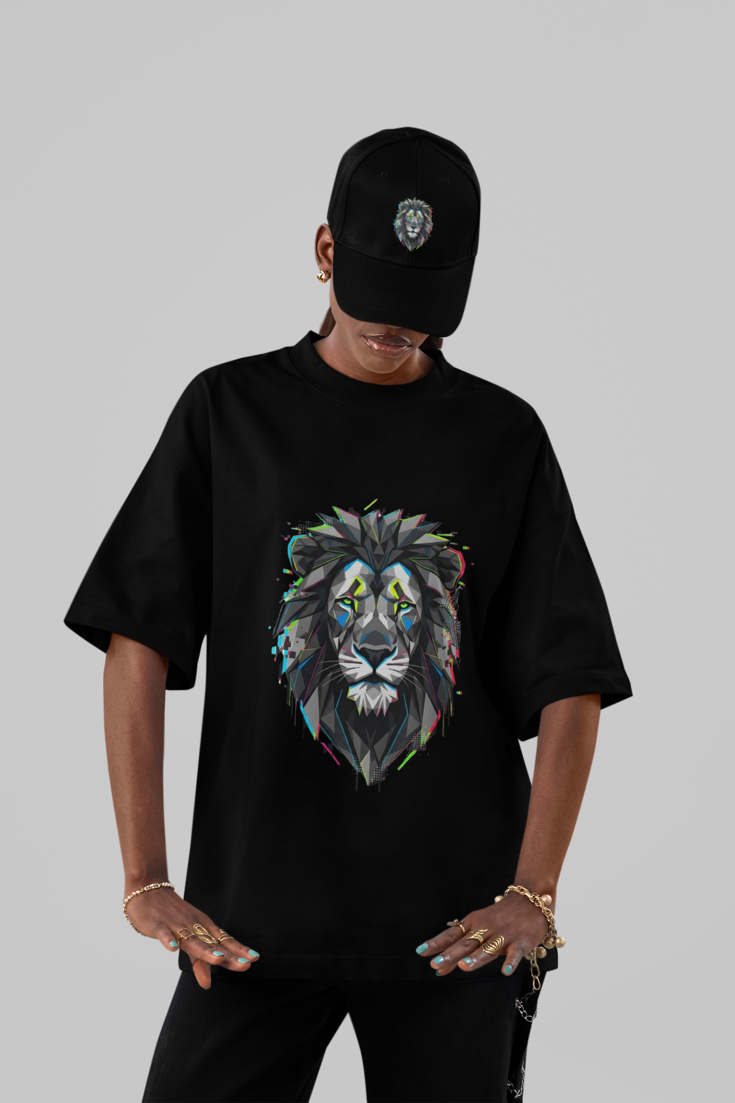 GeoRoar Oversized Tee – Digital Lion Edition