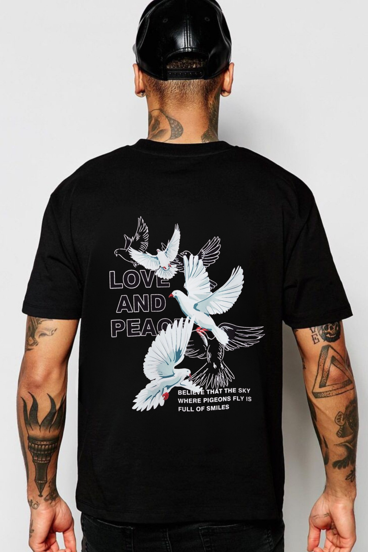 Love and Peace" Doves Back Print Streetwear Tee