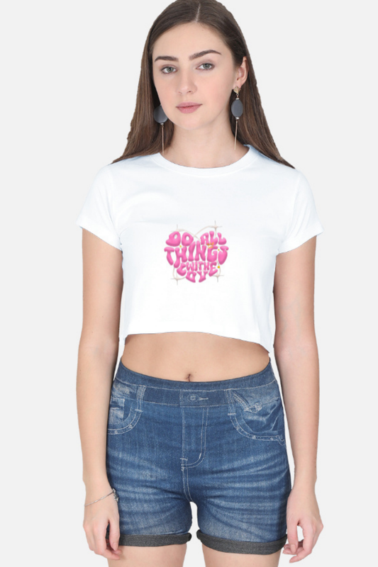 Y2K Aesthetic Heart Crop Top - Positive Bubble Font Tee