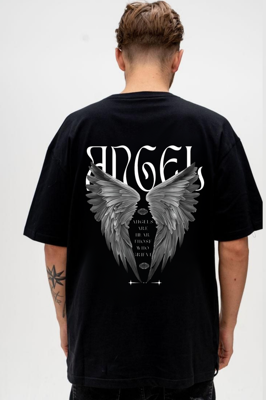 ANGEL" Oversized Graphic Tee – Grief & Guardian Edition
