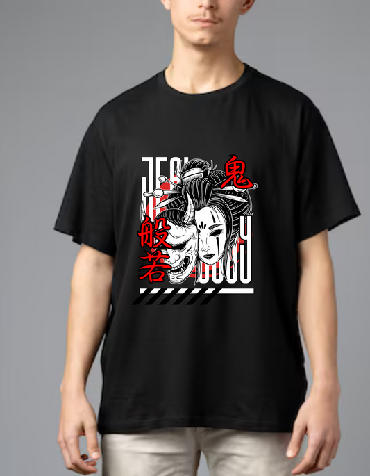 Alaseee Oni Spirit Oversized Tee – Japanese Demon Mask Art