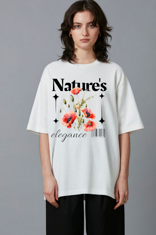 Digital Bloom Nature's Elegance Oversized Tee