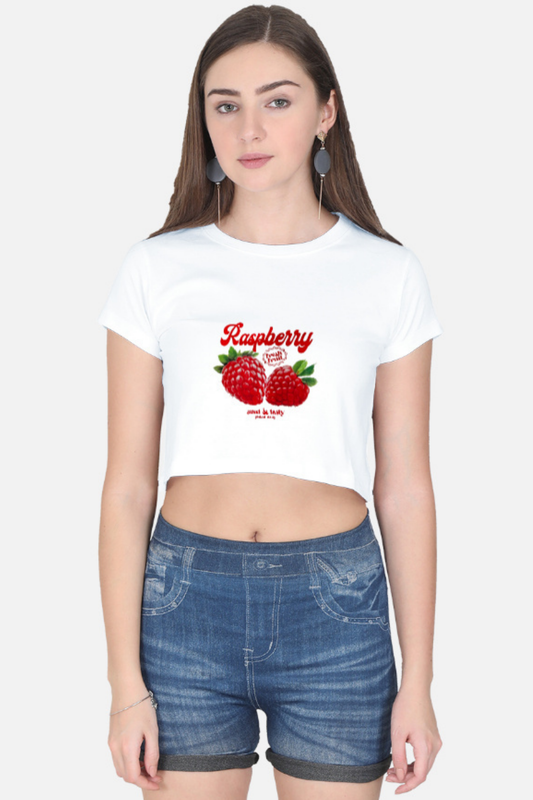 Vintage Raspberry Label 'Fresh Fruit' Crop Top