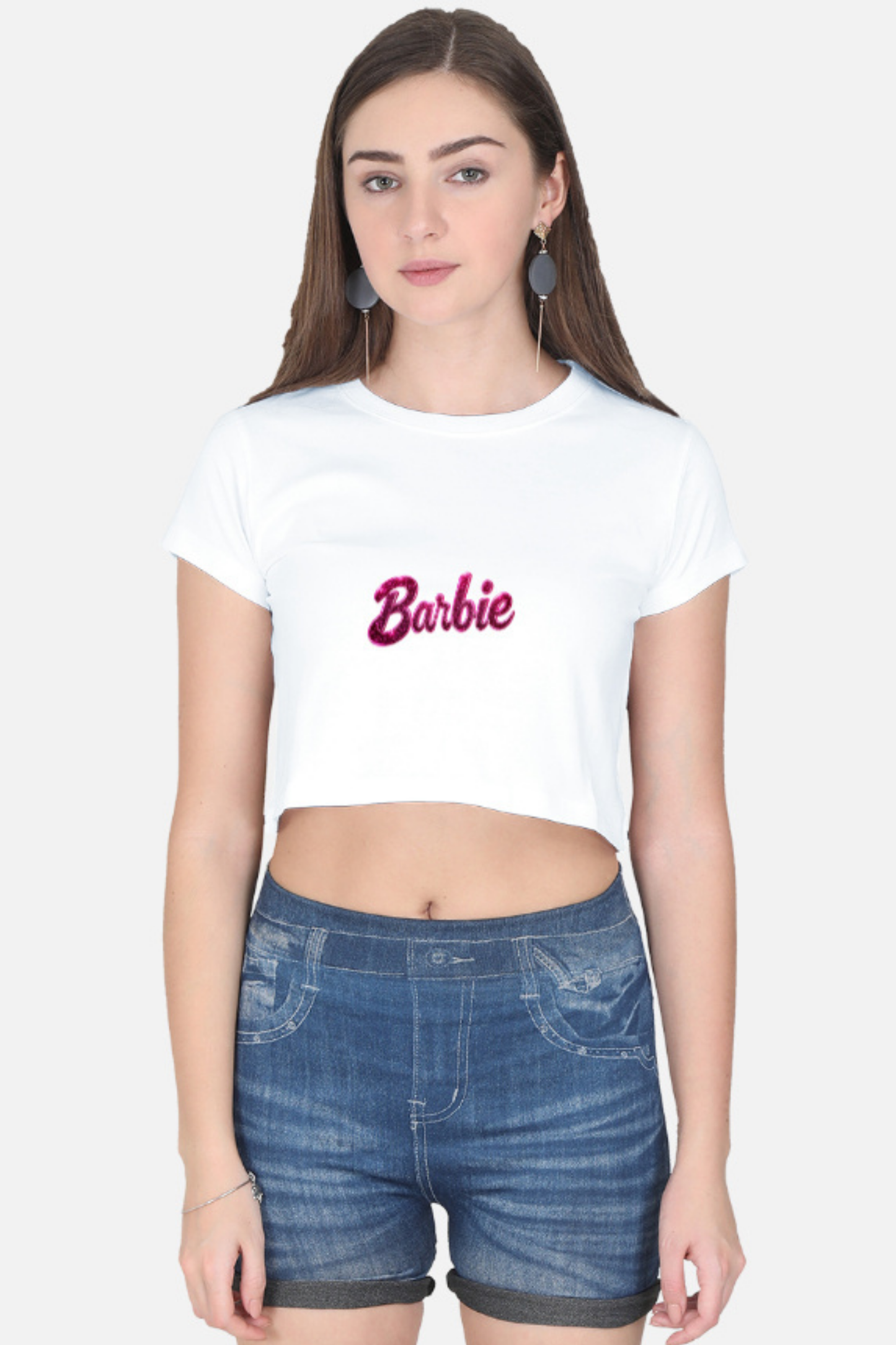 Sparkle Pink Barbie Logo Crop Top